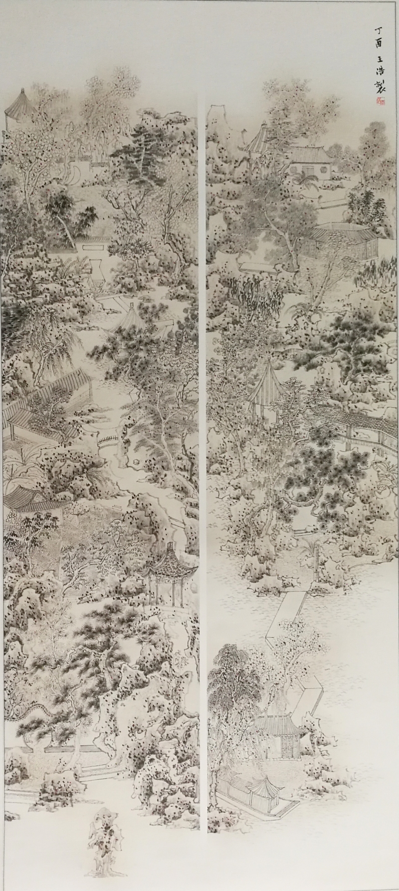 作者 王浩 作品名称《 水榭·芗茗》200X85CM 材料 纸本水墨 创作年份 2017年7月